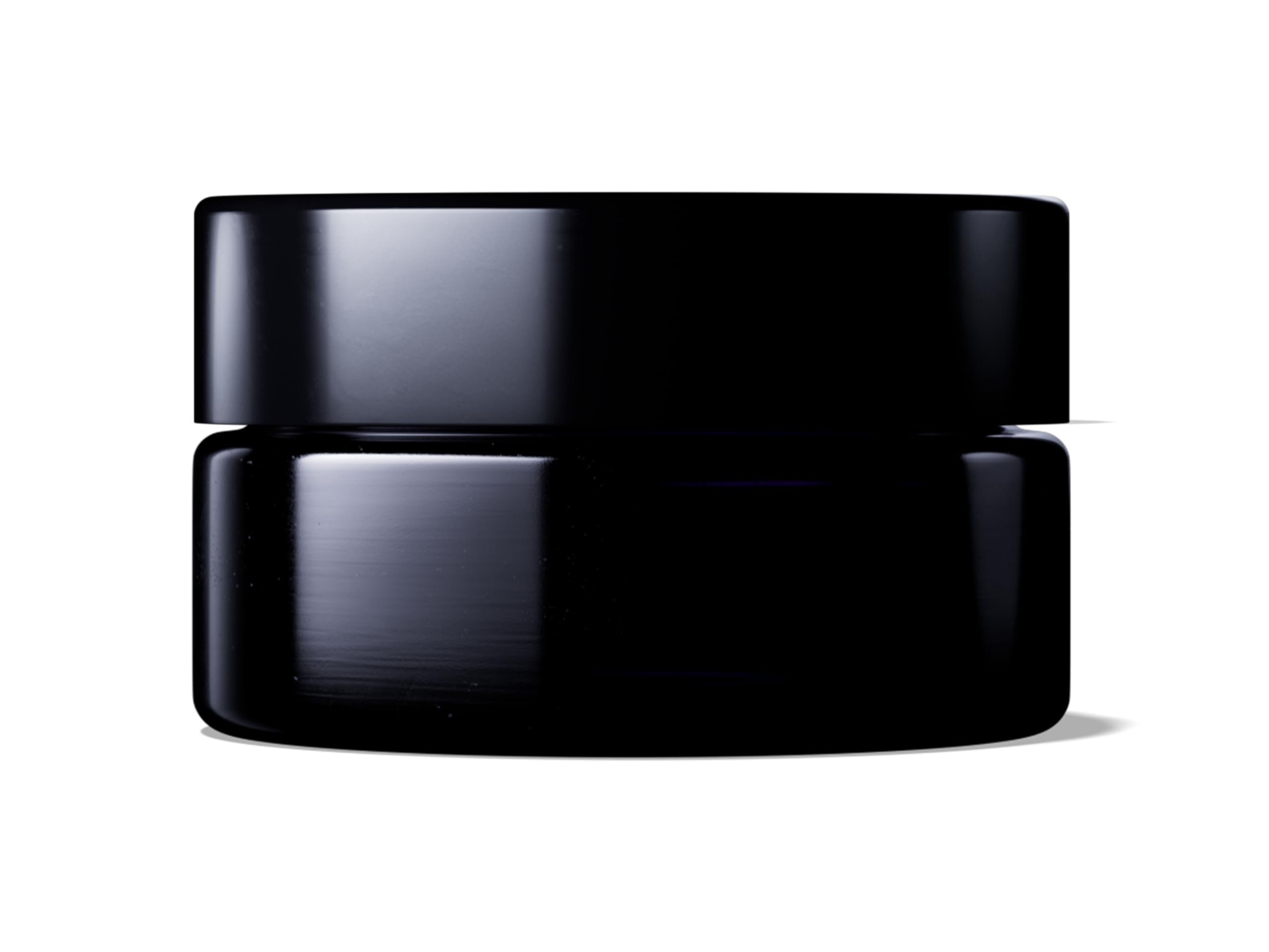 50ml Ultraviolet Glass Shallow Cosmetic Jar with Black Screw Top Lid/Disc Liner - Airtight | Leak Proof | UV Storage Container | Refillable Pot with Lid