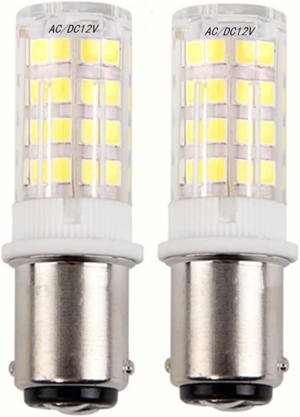 5W Ba15d LED Light Bulb 12V 24V Daylight White 6000K 35W Equivalent, Double Connect SBC Bayonet LED Replacement Lamp for Interior RV Camper Lighting (Pack of 2)
