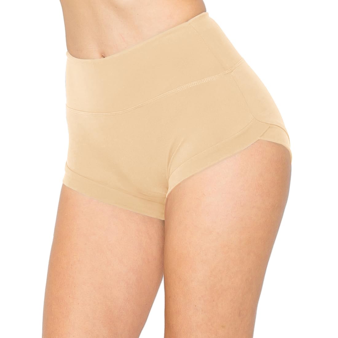 ALWAYS Women's Super Soft Casual Yoga Workout Shorts with Hem Nude XL