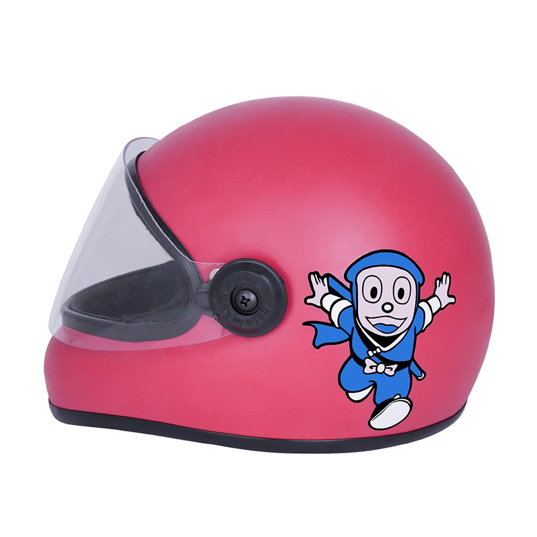 Sage Square Adjustable Cartoon Full Face Helmet for Kids Baby Safety and Comfort (3-12 Years) (Pink Matte) (Non-Motorized)
