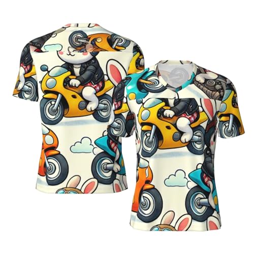 Stylish Athletic Sports Jersey Motorcyclists-Rabbit Men's Rugby Jersey Small Black