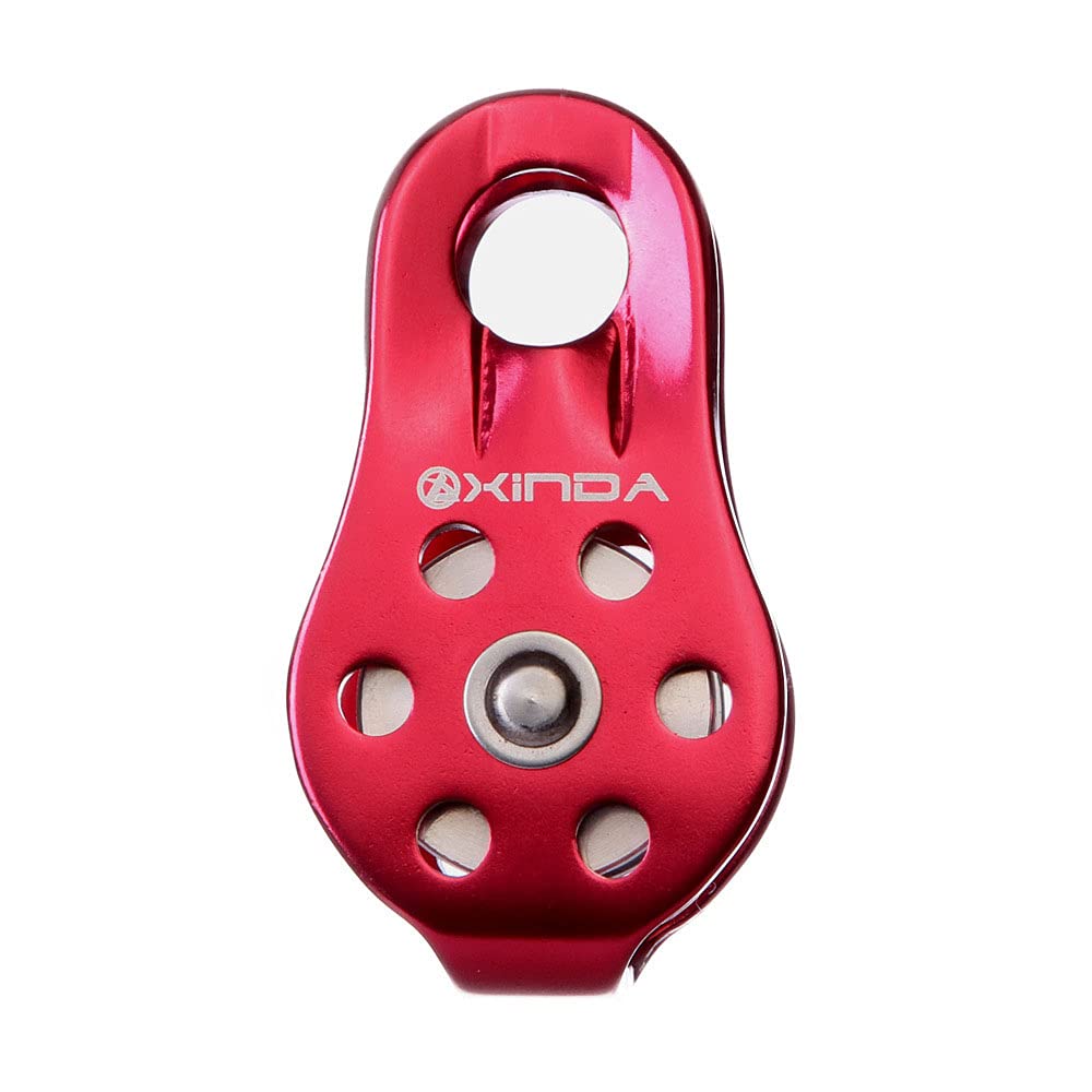 Polea de escalada 20KN fija sola polea para escalada en roca espeleología-Polea Tandem Pulley con rodamiento de bolas, polea de rescate para escalada y rescate