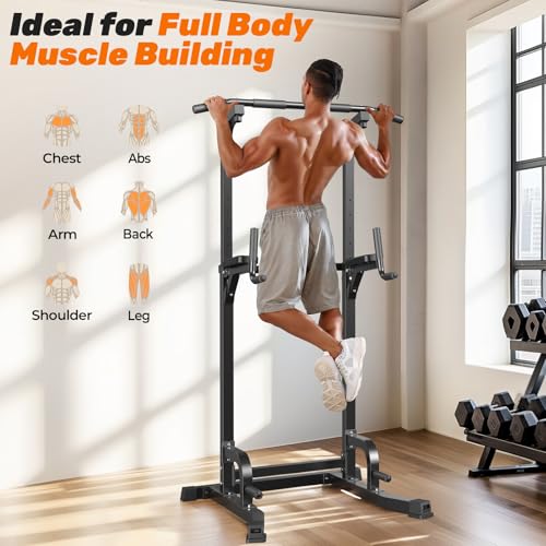 SPORTSROYALS Power Tower, Multi-Function Pull up Bar Dip Station with Upgraded Adjustable Foot Cover Equipment for Home Gym,360LBS - image 9