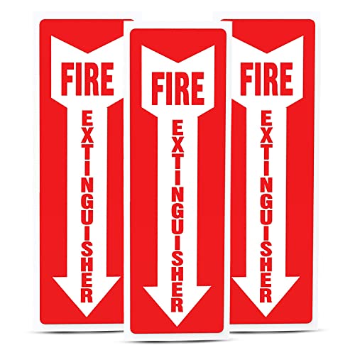 Virtue Buy Fire Extinguisher Sign, 8 Pack - 4'' X 12'', sticker, Fade Resistant, Waterproof and Self Adhesive, Vinyl Stickers for Home office, Red