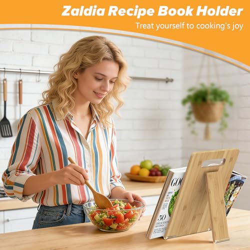 Soporte de madera para libros de cocina que evita salpicaduras y ajusta tu ángulo de visión 7