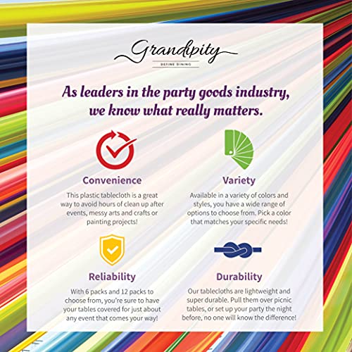 Grandipity Magenta 6 Pack Premium Disposable Plastic Tablecloth 54 Inch. X 108 Inch. Rectangle Table Cover #TOP1