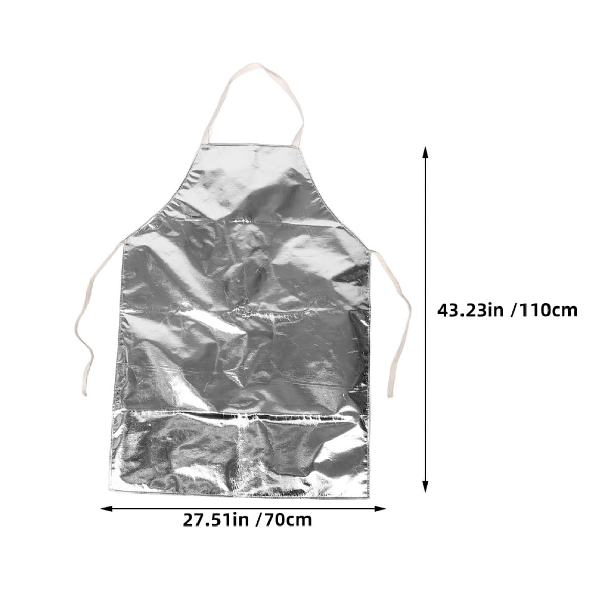 Hochtemperaturbeständige Aluminiumfolie Schürze Feuerfeste Sicherheitsschürze mit Verstellbaren Trägern Hitzeschützende Industrieschürze für Schweiß und Kocharbeiten (ca 110x70