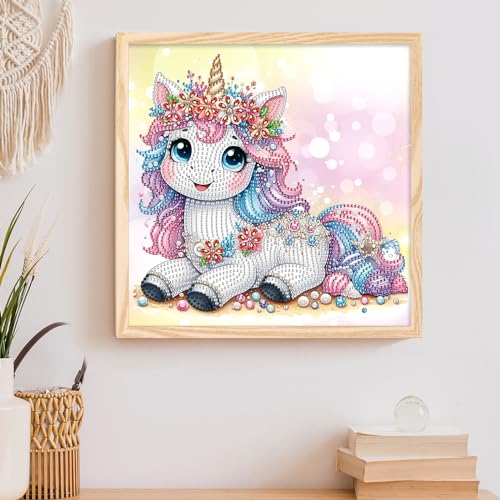 Image of AiYuanzsh Unicorn Diamond Painting Kits for Adults, 12x12 Inch | 5D Special Shape, Crystal Rhinestone, Fantasy Cartoon Animal Design, For Beginners, Home Wall Decor Gift