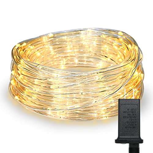 CozyHome Guirnaldas luces exterior solar de tubo - luz solar exterior jardin 10m blanco cálido con temporizador - luces led solares para exteriores - guirnalda luces exterior solar - Luz led 200