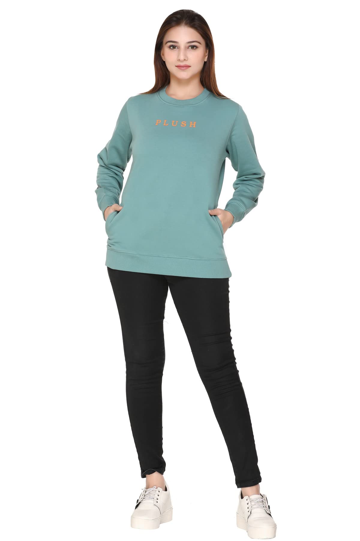 Winter Wear Women's Warm Sweatshirts/Hoodies/Baggy Style Solid Colors Sweatshirt (Sweatshirts)-image-39