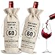 Tasche für Weinflaschen Jute 2 Stk, Geschenke zum 60 Geburtstag Frau Mann, Flaschentüten für Wein Weinflasche Geschenktüten Geschenke für Weinliebhaber, Weinflaschenbeutel für Hochzeit Geburtstag Deko