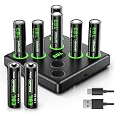 EBL Rechargeable Lithium AA Batteries with USB-C Fast Charger, 8-Pack 1.5V Lithium Battery AA 3500mWh for Blink Camera,Video Doorbell