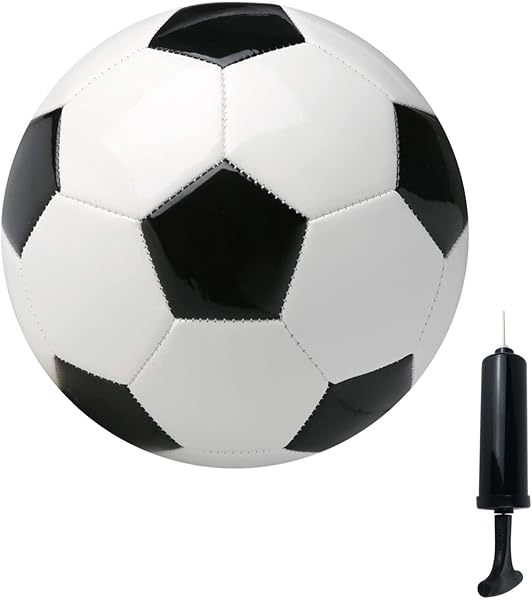 Soccer Ball Size 2,3,4,5 with Pump Needle Classic White Black Thicker PU Tight Weaved Suitable for Youth Boy League Game Trainning Practice or Gift