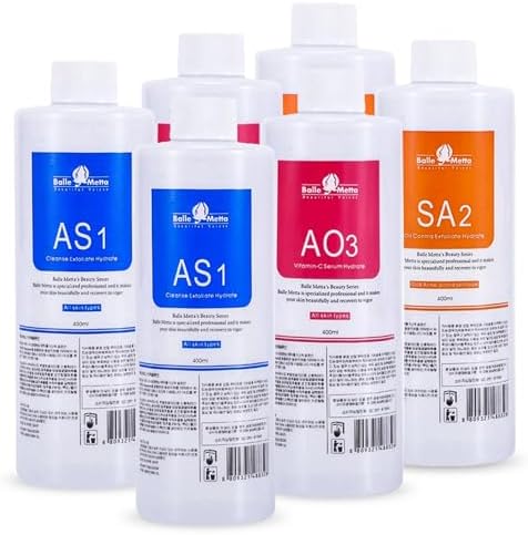 YMEYFAN Hydrate Solution for Facial AS1 SA2 AO3 for Hydrogen Oxygen Facial Machine Professional, Aqua Peeling Solution Hydrate Serums for Facial Cleansing, Face Skin Care, Hydrating (400ml/6Pcs)