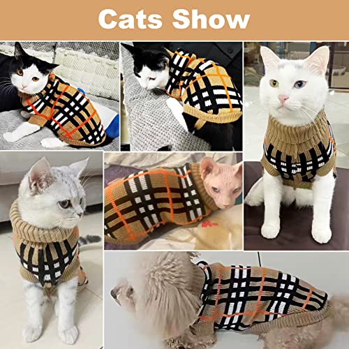 Classic Plaid Dog Turtleneck Sweater For Small Dog Pullover Knitted Sweater Pet Winter Warm Clothes Outfits For Poodle Puppy Cat Kitten Coffee Color (Xx-Large, Classic Plaid Style) #TOP6