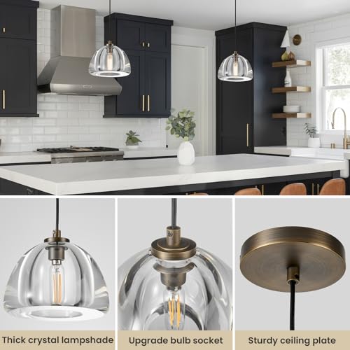 Image of Crystal Pendant Light Kitchen Island,Brass Hanging Pendants Lights