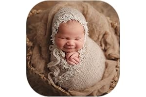 Exquisite Newborn Photography Prop: Captivating Mohair Lace Hat and Wrap Blanket Set