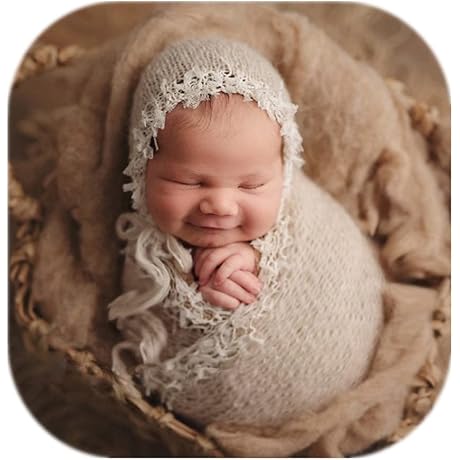 Exquisite Newborn Photography Prop: Captivating Mohair Lace Hat and Wrap Blanket Set