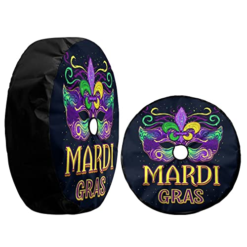 Image of Delerain Spare Tire Cover with Backup Camera Hole Mardi Gras Wheel Covers Waterproof Dust-Proof UV Sun Universal Fit for Jeep Trailer RV SUV Truck (17 Inch for Diameter 31 inch-33 inch)