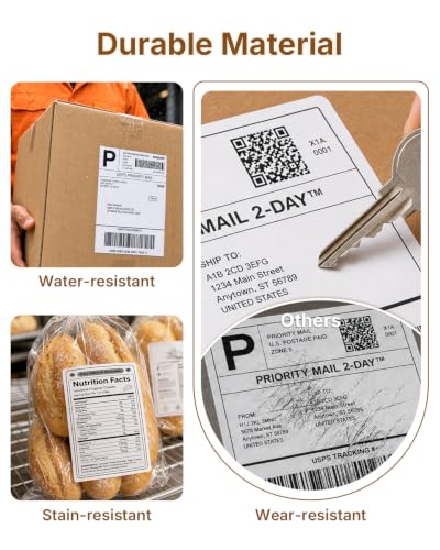 Image of Rongta Fanfold 4x6 Direct Thermal Labels, Perforated Shipping Label Printer Paper for Lable Printers, Clear Printing and Strong Adhesive (White 4x6, 1 Stacks | 500 Labels)