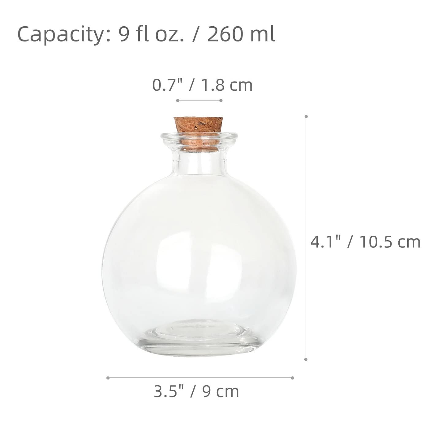 Magic Season Dekoracyjne szklane butelki z korkowymi korkami – 260 ml butelki na eliksiry (2 szt.)