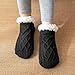Womens Knit Slipper Sock Fuzzy Fleece Lined Cozy Winter Warm Loungewear Casual Fluffy Soft Socks for Women