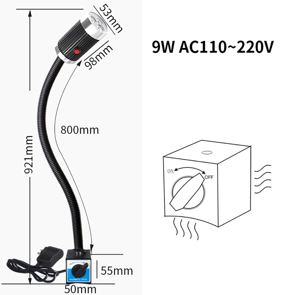Lampe de Travail de Tour à Led à Base Magnétique Puissante - Lampe de Machine-outil - Lampe de Tour CNC - Lampe de Table Industrielle 9W AC 100-240V