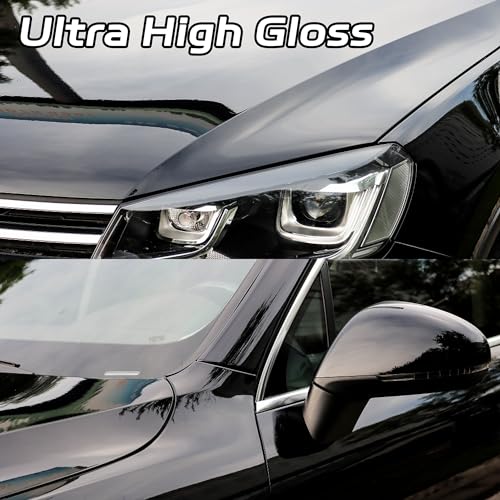 Image of Lypumso Ultra High Gloss Black Vinyl Wrap Film Sheet with Air Release Bubble Free for Cars, Glossy Crystal Black Auto Car Stickers DIY Wrapping Film Roll for Interior Exterior Decoration 1ft x 5ft
