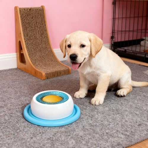 Leckschüssel für Hunde, Haustier Leckspaß Rotierende Runde Interaktive Slow Feeder Katze Hund Lecken Spielzeug Für Kleine Mittlere und Große Rassen Tiere (Blau)