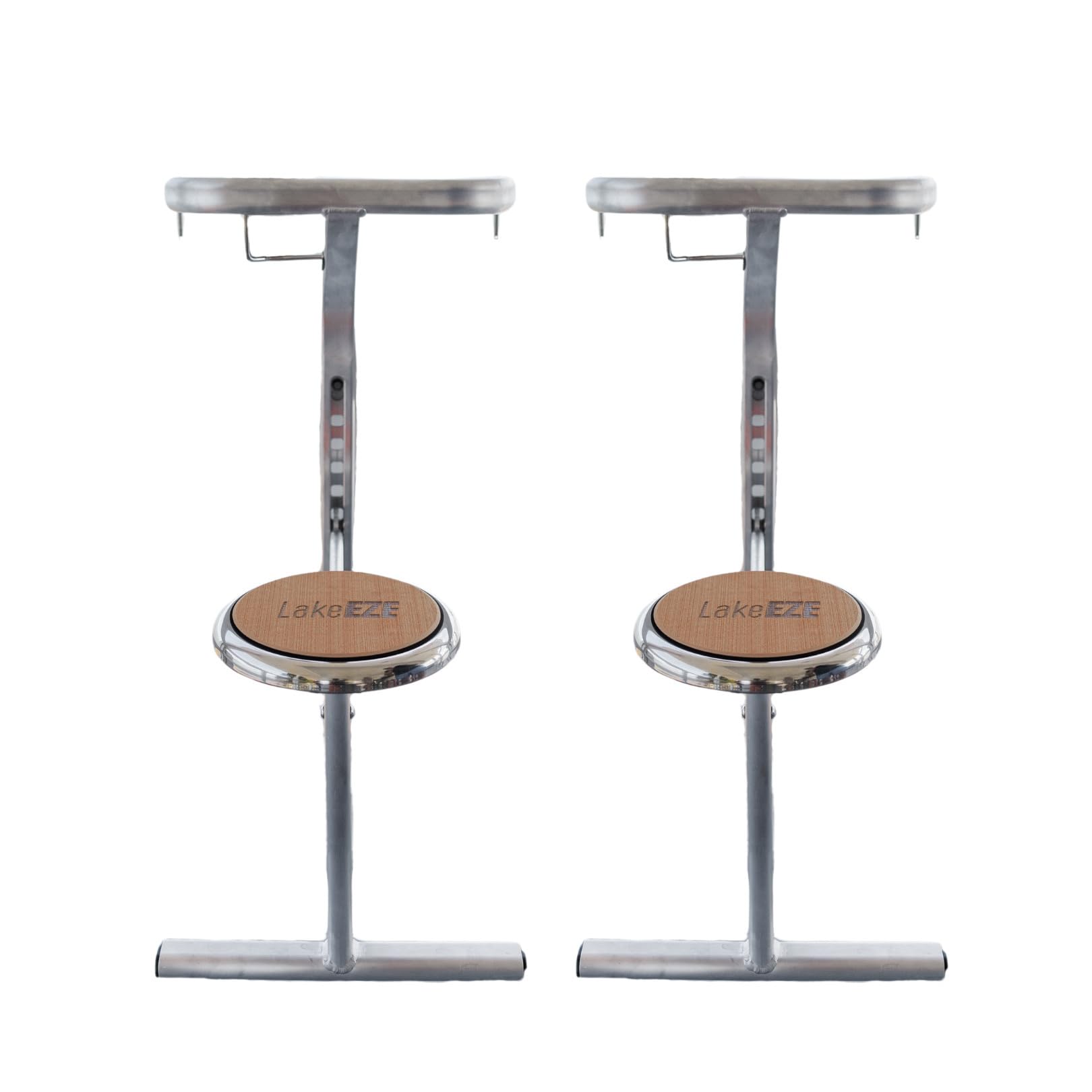 LakeEze Swim Stool (Espresso Brown, Pair) – Premium Dock Accessory for Water Seating – Adjustable Height for Docks, Pools & Waterside Use – Built-in Cup Holder – UV-Resistant, Durable, Made in the USA