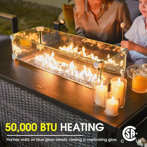 Sundale Outdoor 52 Inch Outdoor Fire Pit Table, 50000 BTU Propane Fire