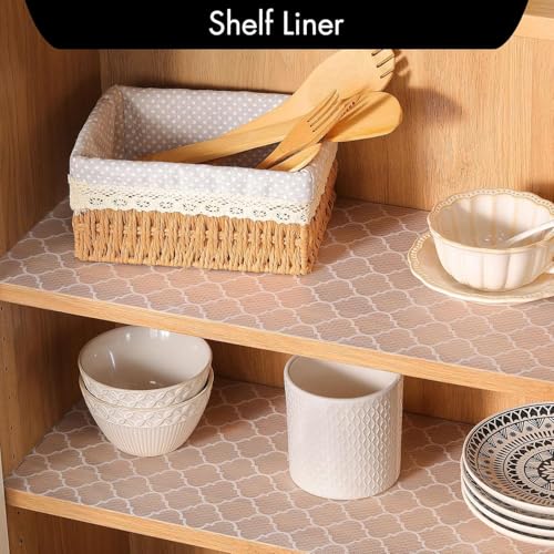 Image of EVA Fridge Shelf Liner Roll, Washable Drawer Mat Sheet, Cut-to-Size Cabinet & Refrigerator Shelf Protector, Food Contact Suitable Multipurpose Kitchen Table Liner Roll, 3 Meter (White Grid)