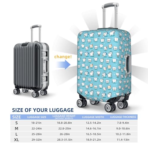 Cartoon Teeth Print Luggage Cover For Suitcase,Washable Elastic Travel Suitcase Protector With Zipper Closure And Bottom Buckle – Fits 18-32" Luggage-X-Large4