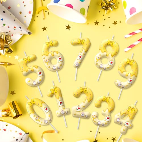 Image of Yellow Cartoon Birthday Candles, Number 3 Candle Yellow Themed Birthday Party Supplies, 2.4 inch Birthday Candles for Cake Topper Party Decorations, Birthday Decorations for Boys Girls (Number 3)