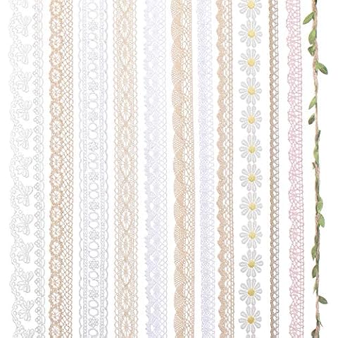 IDONGCAI Lace Ribbon for Craft Vintage Lace Trims Bridal Wedding Scalloped Edge Crochet Lace Gift Wrap Ribbon of All Kind Lace Sewing Craft Lace Supplies Mix 24 Yards (2 Yard Each) Cover