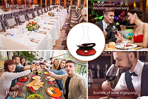 Electric Wine Decanter Shaker, Smart Wine Aerator, Stepless Speeding Change, Automatic Rotating Red Wine Aerator Breather, Christmas,Birthday,Wedding Parties Gifts For Wine Lovers (Red Base Only) #TOP6