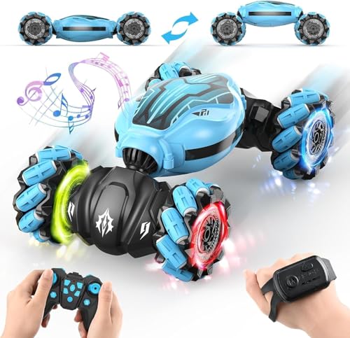 Image of Remote Control Go Kart Racing Cars Set, 2.4GHz Rechargeable RC Bumper Cars with LED Lights, Red and Blue, 2-Pack, with Ejecting Drivers, (Stunt Hand Gesture RC)