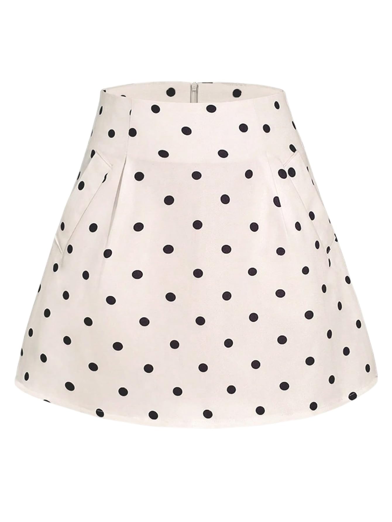 MakeMeChic Womens Polka Dots Short Skirt High Waist A Line Business Skirts with Pocket