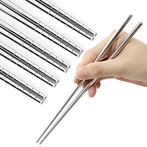 Comparison: Best Dishwasher Safe Chopsticks 5 Stainless Steel Chopsticks 5 Pairs Reusable Multicolor Lightweight 304 Metal Chopsticks Square Lightweight Non-Slip Chop Sticks Dishwasher Safe Gift Set(Silver Hollow)