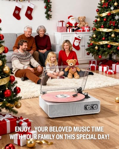 Bluetooth Vinyl Record Player with Built-in Stereo Speakers, Upgraded Sound Quality, 3-Speed Belt-Drive Turntable with Auto Stop, AUX/RCA, White Wood Grain Vinyl Player for Home Audio & Gift Use - Les Beatles, Paul McCartney, John Lennon, RIngo Starr, George Harrison Bluetooth Vinyl Record Player with Built-in Stereo Speakers, Upgraded Sound Quality, 3-Speed Belt-Drive Turntable with Auto Stop, AUX/RCA, White Wood Grain Vinyl Player for Home Audio & Gift Use – Image 7