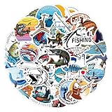 Go Fishing Sticker Pack, 60PCS Funny Waterproof Vinyl Outdoor Adventure Decals for Scrapbooks, Laptops, Water Bottles, Tackle Boxes & Gifts for Fishing Lovers