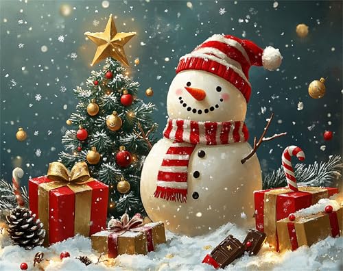 Diamond Painting Árbol de Navidad, 5D Muñeco de nieve Cuadro Diamantes, Manualidades Adultos, DIY Pintura Diamante para Niños, Diamond Painting Kit Completo Para Decoración De Pared 35x50cm 0a-1772