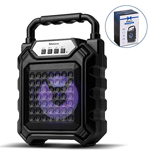 Shinco Portable Bluetooth Speaker with Colorful LED Light, Rich Bass, MP3 Player, TF
