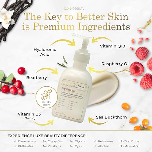 Luxe Beauty Non Greasy & Hyaluronic Acid Moisturizer for Face, Neck & Hands – Anti Aging Body Lotion & Non Toxic Body Lotion - Vanilla Body Lotion w/Silicone-Free, Organic & Plant-Based Ingredients - Image 3