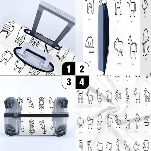 Travel Luggage Cover Suitcase Protector Scratch-Resistant Fit Not Included Suitcase Animals Line Art S-19-21in4