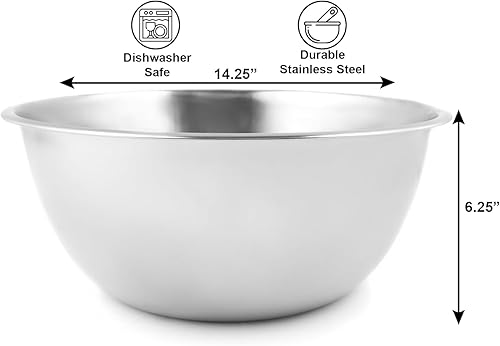 Vista 61 de Fox Run Brands - Cuenco para mezclar de acero inoxidable, 1/2 cuarto, Metálico