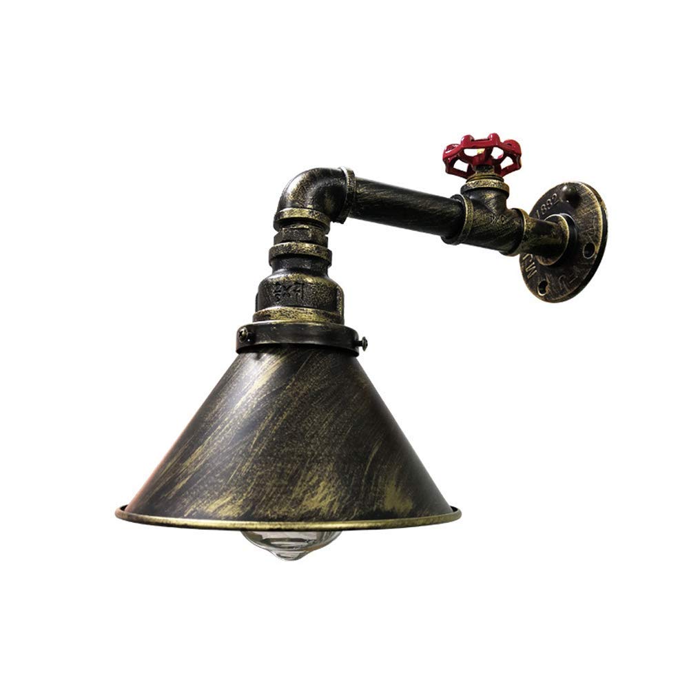 Lámpara de pared industrial steampunk vintage de metal antiguo con tubería de agua y base E27