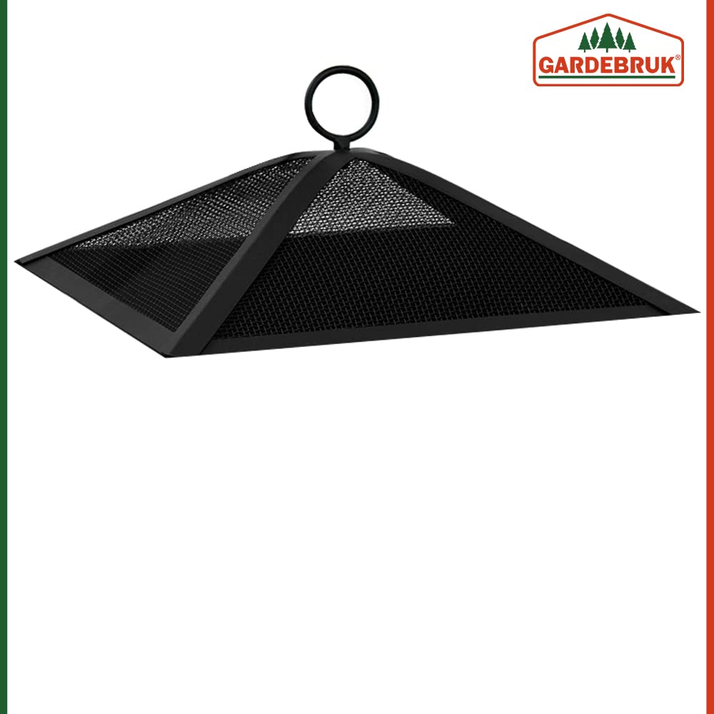 Gardebruk Brasero para Leña 45x45cm Hoguera Exterior Tapa y Atizador Pozo de Fuego Chimenea Jardín