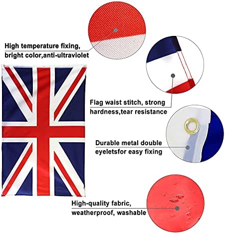 MOGADEE United Kingdom Flag, 3x5FT (90x150cm) ,Weatherproof Union Jack flag with brass eyelets, Washable, UV-resistant British Flag, Suitable for sports events and indoor and outdoor decoration