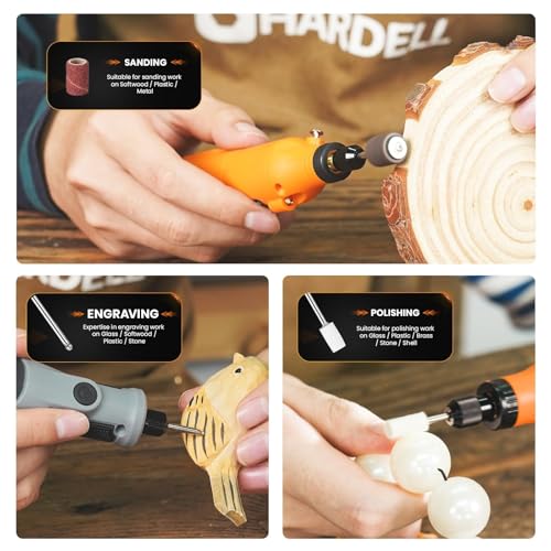 HARDELL 69pcs Rotary Tool Accessories, Power Rotary Tool Accessories kit with 1.0/1.6/2.3mm Diameter Shanks, Universal Rotary Tool Bits for Woodworking, Drilling, Engraving, Polishing, Carving - Image 6